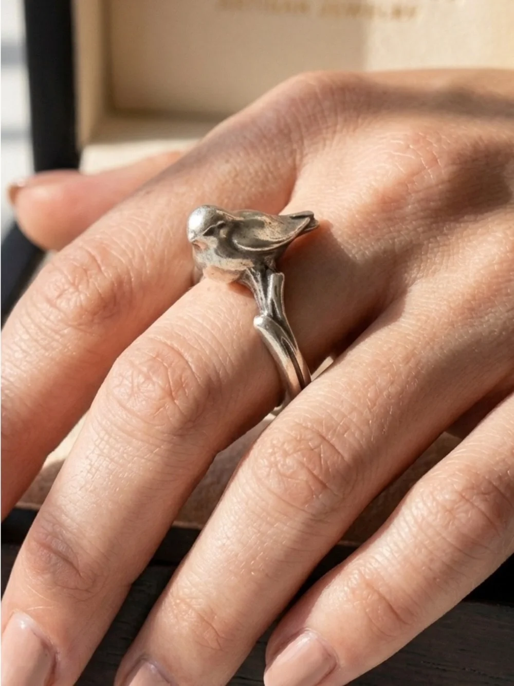 James Avery Retired Like New Bird on Branch Ring